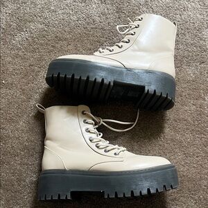 Forever 21 Cream Combat Boots